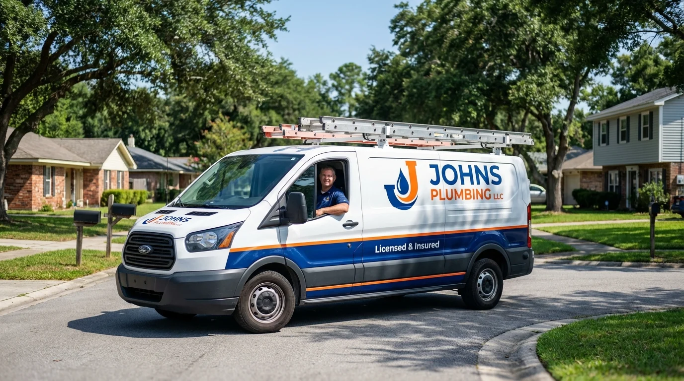 Johns Plumbing LLC service van in McKinleyville, CA