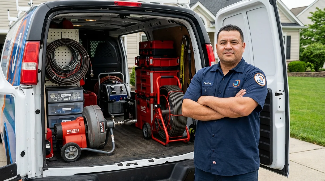 Professional drain cleaning equipment and Johns Plumbing LLC plumber in McKinleyville