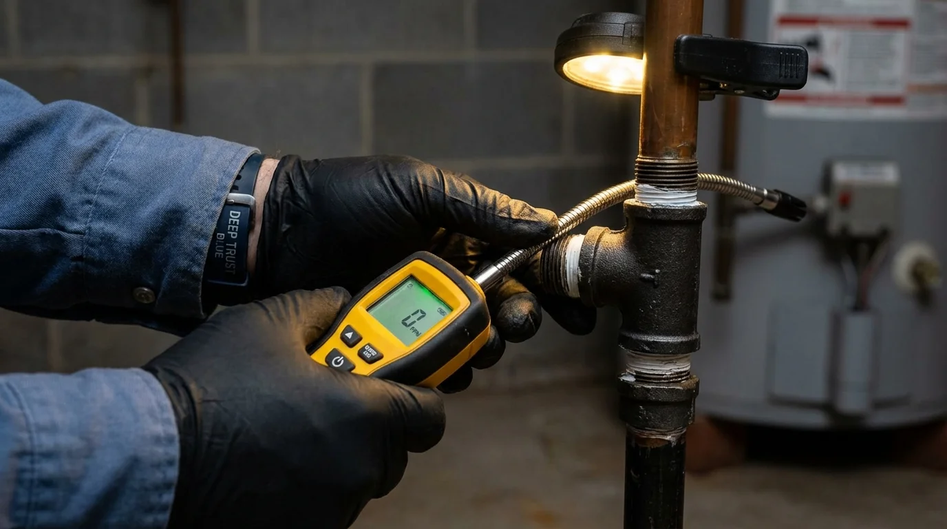 Gas leak detection with electronic sniffer by Johns Plumbing LLC in McKinleyville