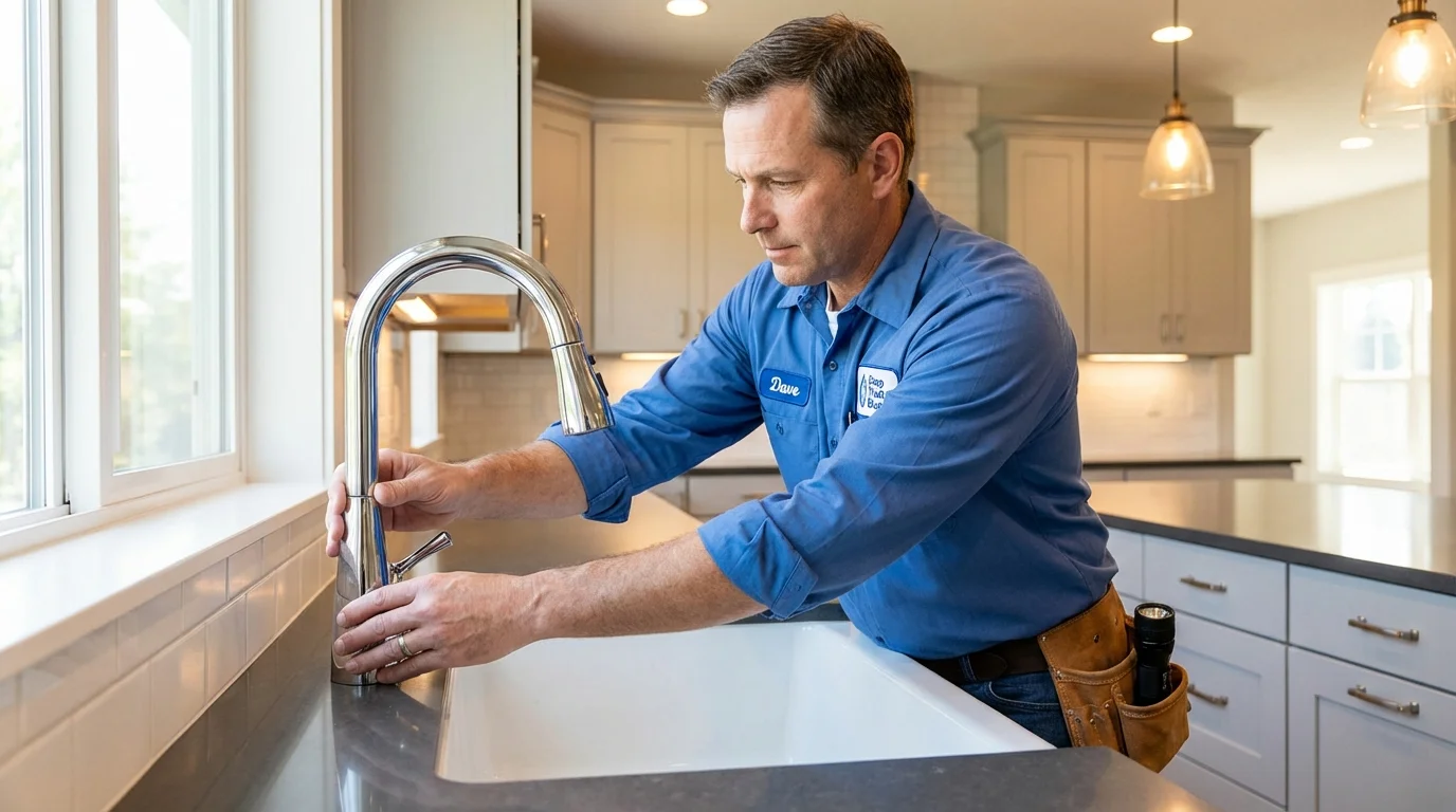 Kitchen faucet installation by Johns Plumbing LLC in McKinleyville