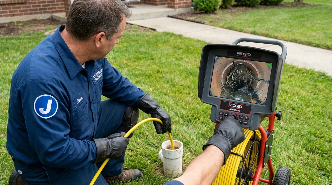 Sewer camera inspection being performed by Johns Plumbing LLC in McKinleyville